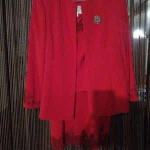 Tango Nite 3 pc dressy suit,  with beading, size 16 in Red